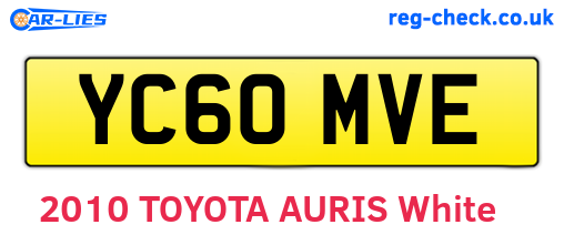 YC60MVE are the vehicle registration plates.