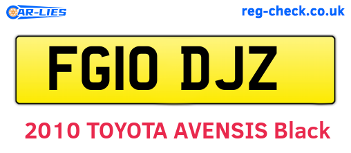 FG10DJZ are the vehicle registration plates.