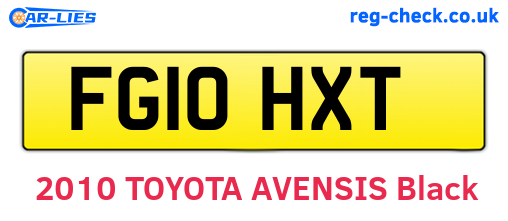 FG10HXT are the vehicle registration plates.