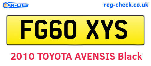 FG60XYS are the vehicle registration plates.