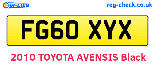 FG60XYX are the vehicle registration plates.