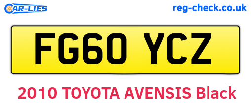 FG60YCZ are the vehicle registration plates.