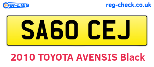 SA60CEJ are the vehicle registration plates.