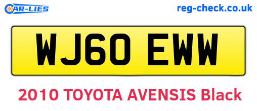 WJ60EWW are the vehicle registration plates.
