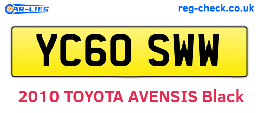 YC60SWW are the vehicle registration plates.