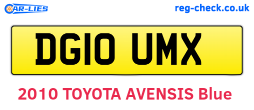 DG10UMX are the vehicle registration plates.