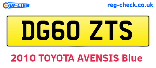 DG60ZTS are the vehicle registration plates.