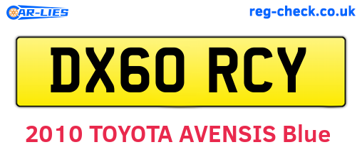 DX60RCY are the vehicle registration plates.