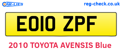 EO10ZPF are the vehicle registration plates.