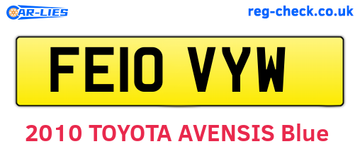 FE10VYW are the vehicle registration plates.