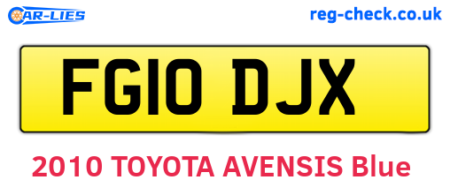 FG10DJX are the vehicle registration plates.