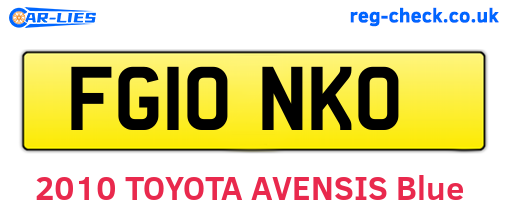 FG10NKO are the vehicle registration plates.