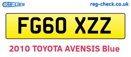 FG60XZZ are the vehicle registration plates.