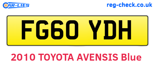 FG60YDH are the vehicle registration plates.