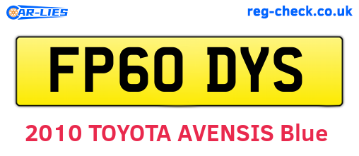 FP60DYS are the vehicle registration plates.