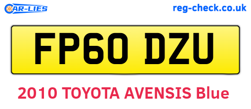 FP60DZU are the vehicle registration plates.