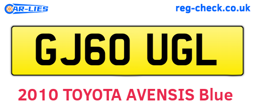 GJ60UGL are the vehicle registration plates.