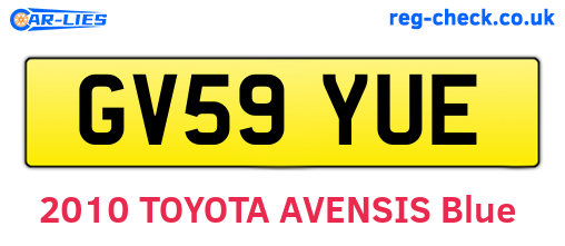 GV59YUE are the vehicle registration plates.