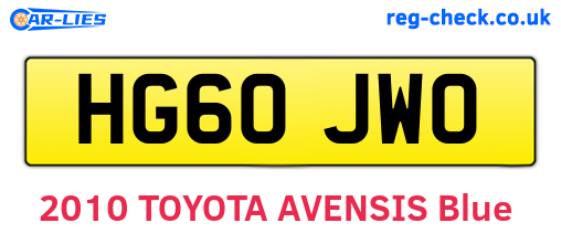 HG60JWO are the vehicle registration plates.