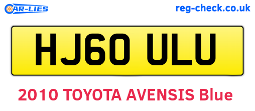 HJ60ULU are the vehicle registration plates.