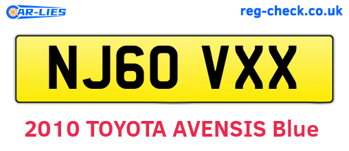 NJ60VXX are the vehicle registration plates.