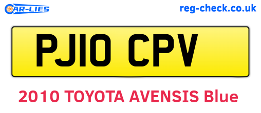 PJ10CPV are the vehicle registration plates.