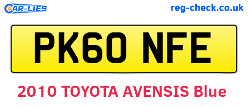 PK60NFE are the vehicle registration plates.