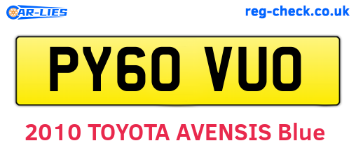 PY60VUO are the vehicle registration plates.