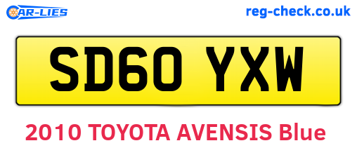 SD60YXW are the vehicle registration plates.