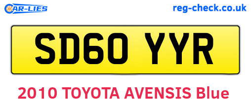 SD60YYR are the vehicle registration plates.