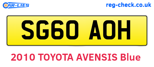 SG60AOH are the vehicle registration plates.