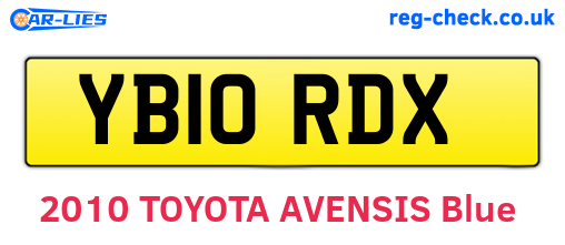 YB10RDX are the vehicle registration plates.