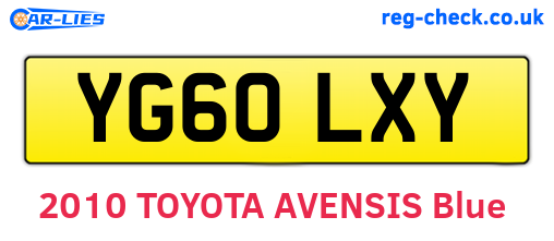 YG60LXY are the vehicle registration plates.