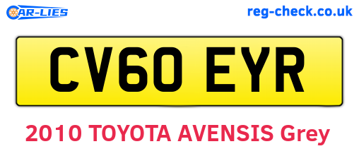 CV60EYR are the vehicle registration plates.