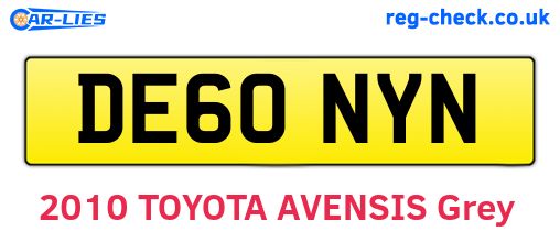 DE60NYN are the vehicle registration plates.
