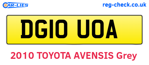 DG10UOA are the vehicle registration plates.