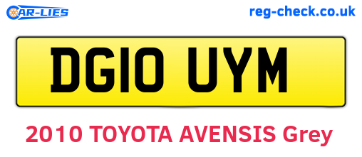 DG10UYM are the vehicle registration plates.