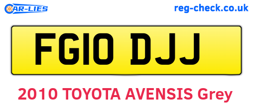FG10DJJ are the vehicle registration plates.