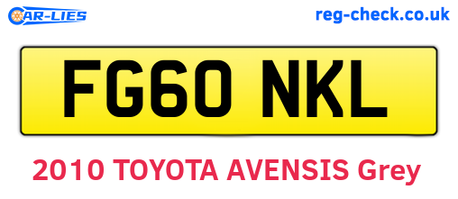 FG60NKL are the vehicle registration plates.