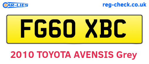 FG60XBC are the vehicle registration plates.