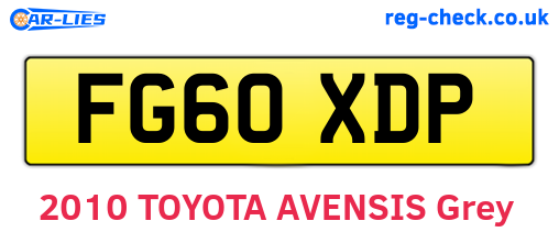 FG60XDP are the vehicle registration plates.