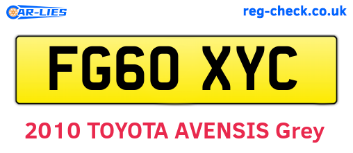 FG60XYC are the vehicle registration plates.