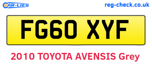 FG60XYF are the vehicle registration plates.