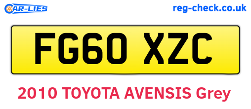 FG60XZC are the vehicle registration plates.