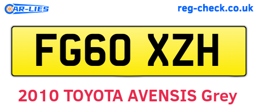 FG60XZH are the vehicle registration plates.