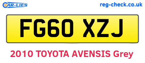 FG60XZJ are the vehicle registration plates.