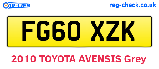FG60XZK are the vehicle registration plates.