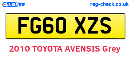 FG60XZS are the vehicle registration plates.