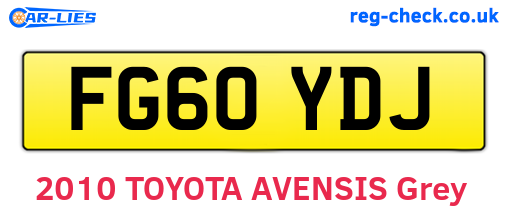 FG60YDJ are the vehicle registration plates.