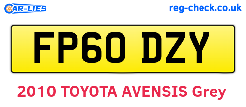 FP60DZY are the vehicle registration plates.